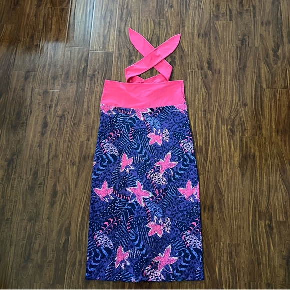 NWT Coolibar UPF 50+ Pink Purple Floral Halter Neck Sun Dress size medium - Picture 8 of 11